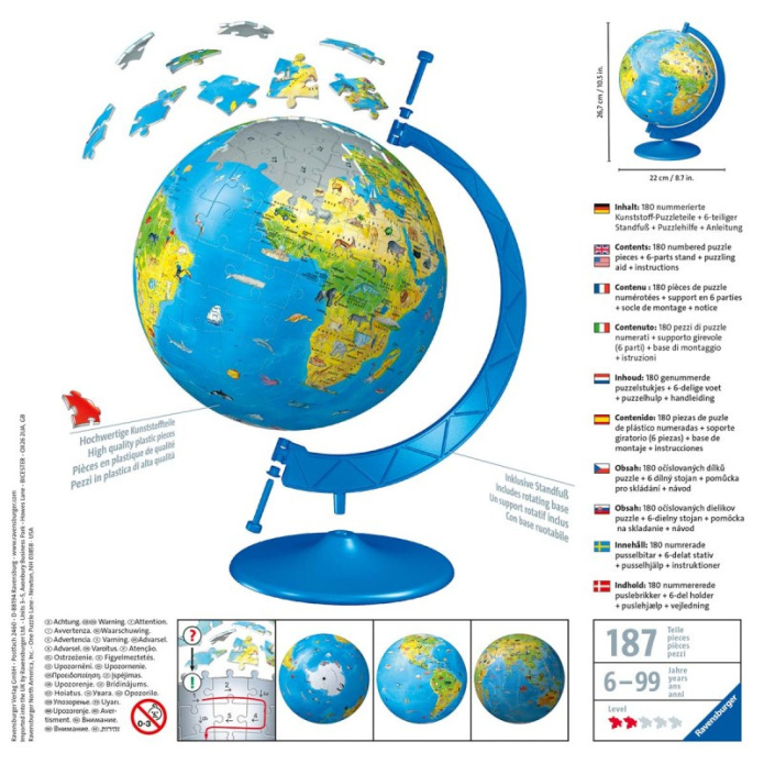 Globus Po Angielsku Puzzle 3D